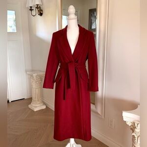Karen Millen Italian Wool Red Wine Coat